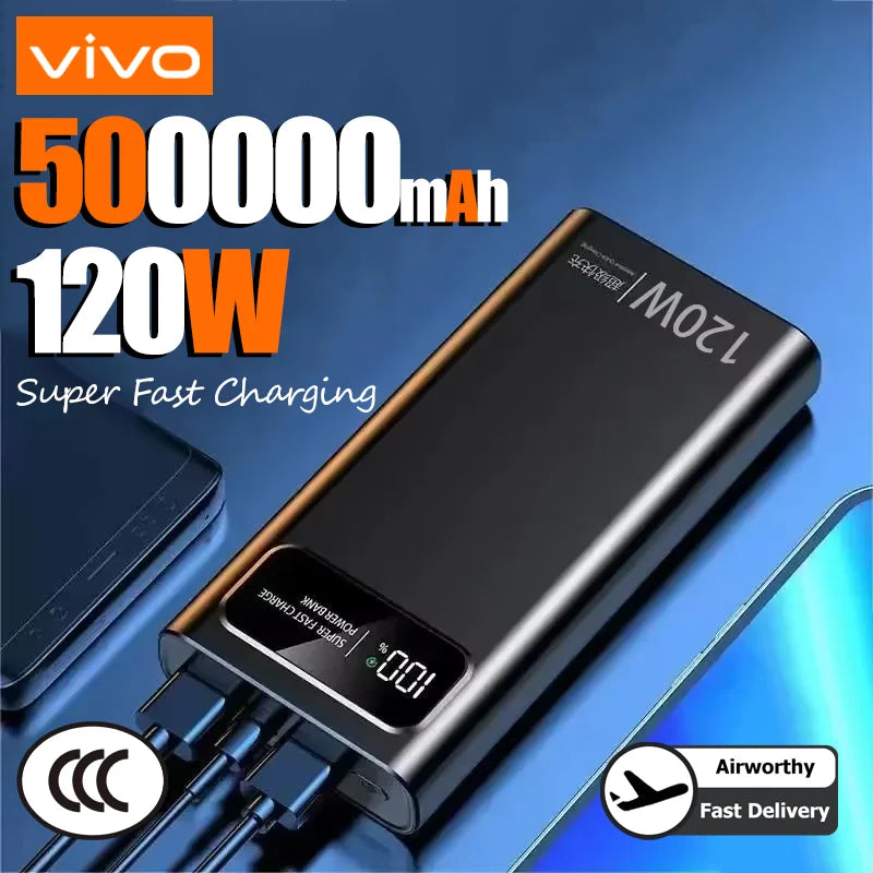 VIVO 120W Power Bank Super Fast Charging 200000mAh Large Capacity Portable External Battery For Mobile Power Bank For IPhone