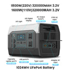 2600W 1800W 500W Portable Power Station 1024wh 345wh Lifepo4 Battery Powerful Power Bank Solar Generator Emergency Power Supply