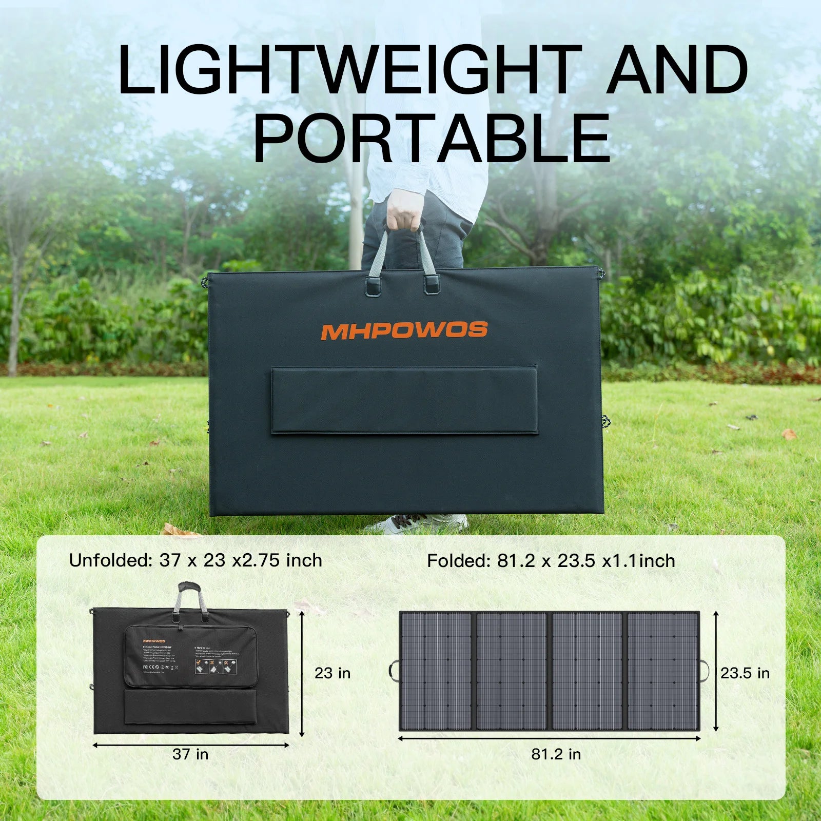 MHPOWOS Portable Solar Panel for Power Stations, 31V Solar Charger 400W Outdoor emergency backup power supply for RV Camping