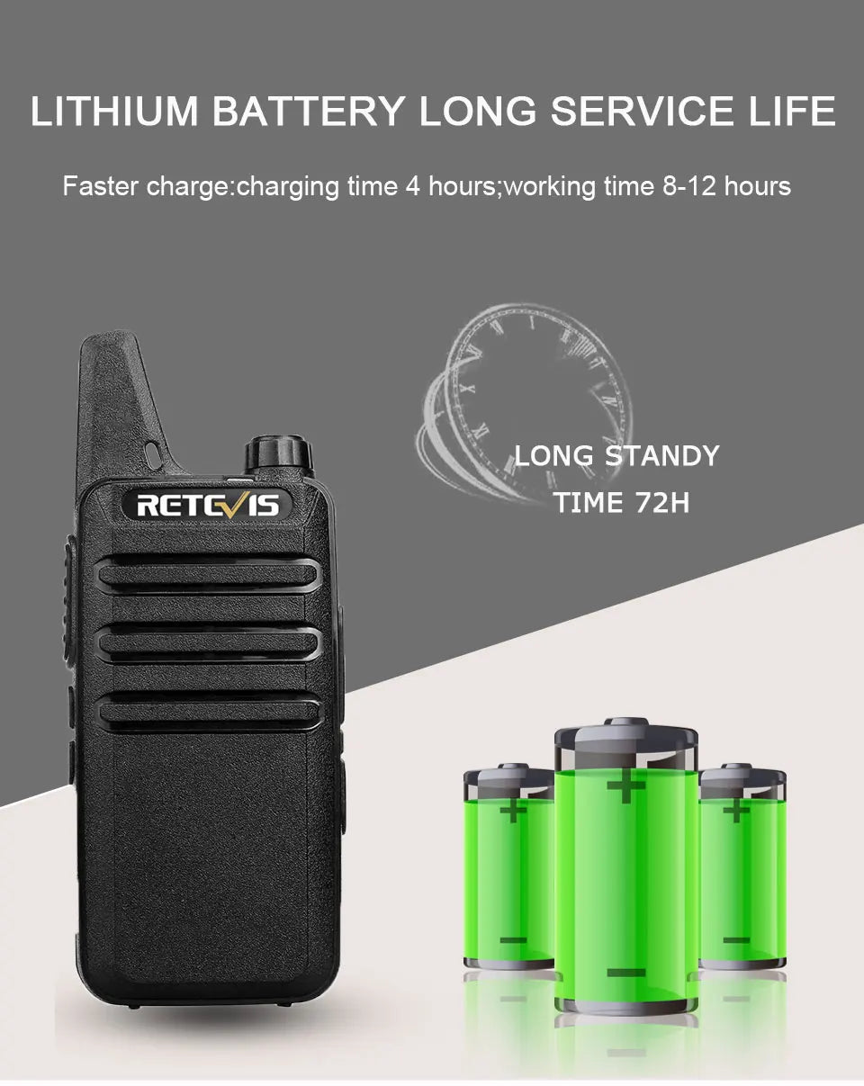 RETEVIS RT622 Walkie Talkie Mini 2 pcs PMR 446 Portable Two-way Radio ht PTT Walkie-talkies Communication Radio for Restaurant