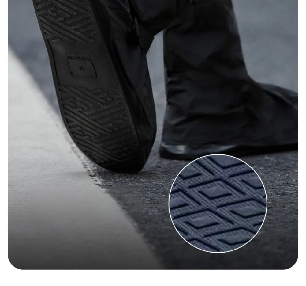 1Pair High Top Waterproof Shoe Covers Black Anti-Slip Reusable for Motorcycle Cycling Bike Men Women Overshoes PVC Protectors