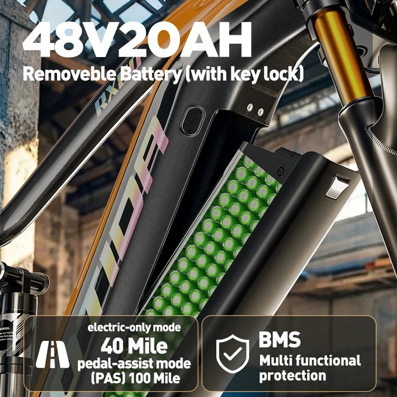 OTIDA NEW RX80 2000W 32MPH Dual Motors Electric Bicycle 48V20AH Lithium Battery 26 Inch 4.0 Fatbike Electric Bike For Adults