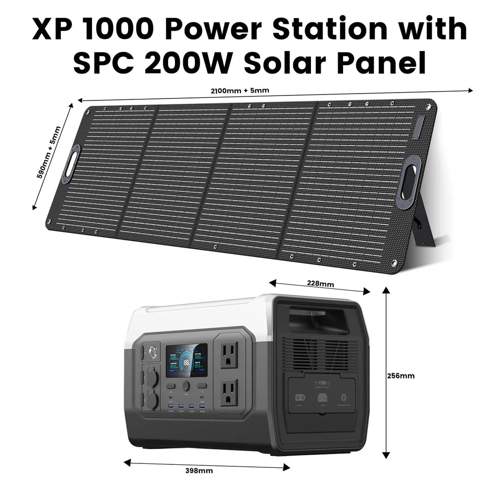 Ctolity generador de energía portatil XP1000 1800W Portable Power Station, 200W Solar Panel Opitional, Foldable Solar Generator