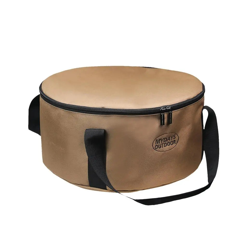 Camping Utensil Bag Portable Pot Organizer Pouch With Zipper Travel Use Cooking Set Storage Pouch Multifunctional Bucket Round