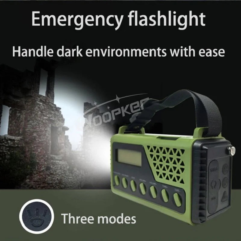 Woopker Radio SY-1199 10000mAh Multifunctional FM Emergency Radio Solar Power AM/FM/SW Portable Bluetooth Radio Power Bank