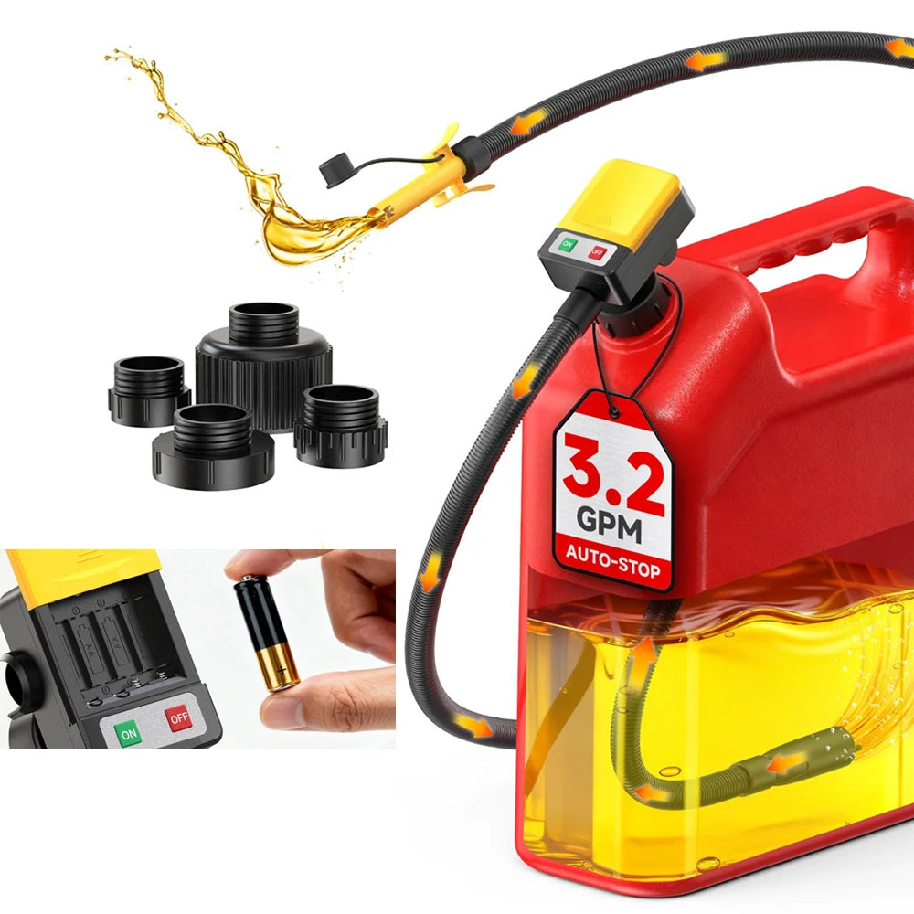 Taskstar Electric Fuel Transfer Oil Pump Electric Suction Fuel Pump Auto-stop Sensor Leak Protection 51"Hose Gasoline Diesel