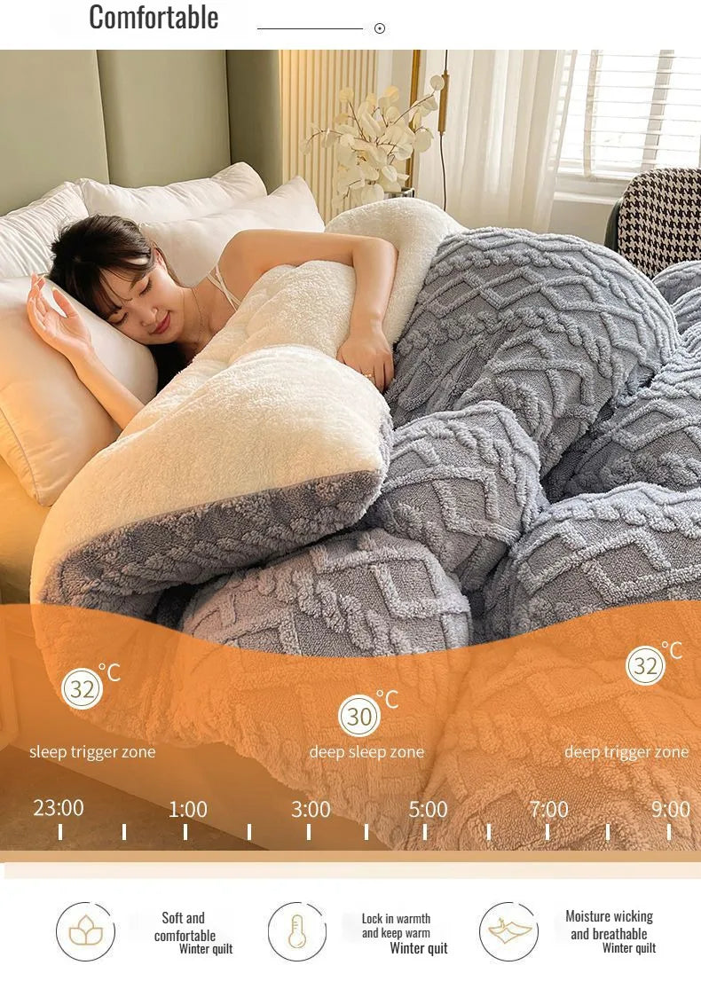 Comfortable double-sided velvet quilt core bedroom velvet thickened blanket home lamb fleece quilt warm quilt core comfortable