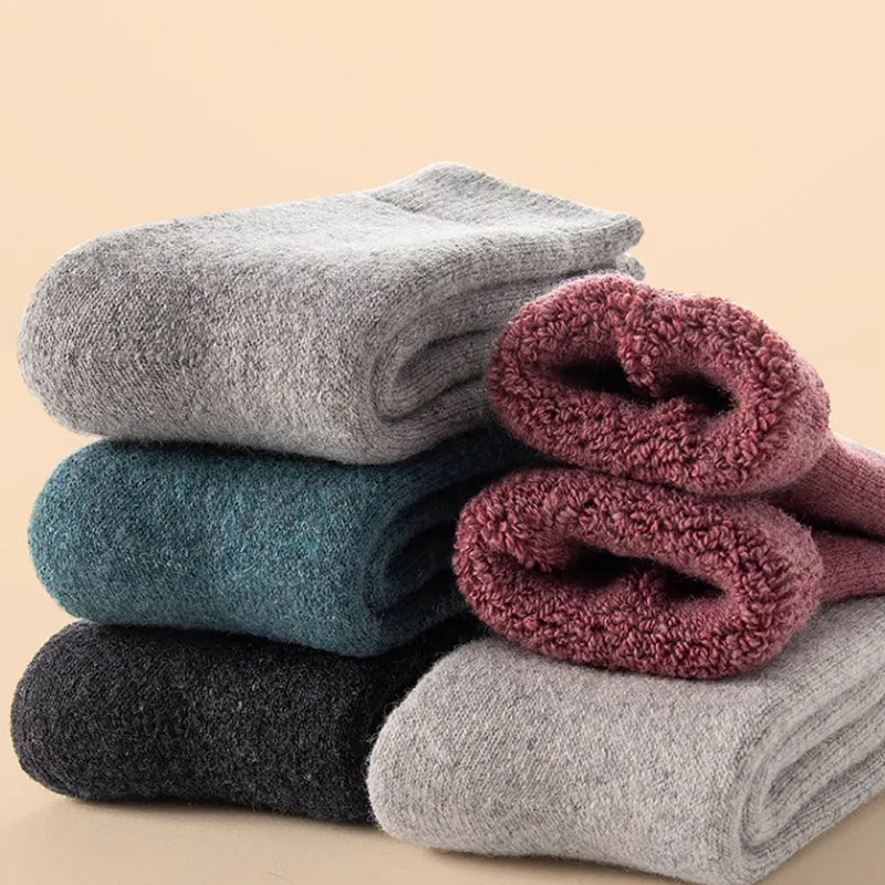 2025 New Winter Warm Women Socks Wool Male Men Socks Super Thicker Solid Socks Merino Wool Socks Against Cold Snow Terry Socks