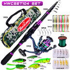 PROBEROS 2.1m Baitcasting/Spinning Fishing Rod Reel Combo Full Set with Line Lure Bag Hooks Freshwater Saltwater Fishing Pesca