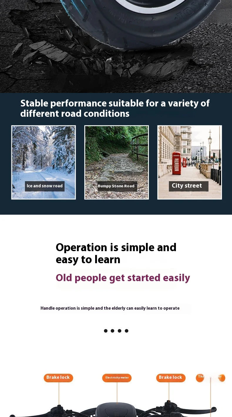 800W48V 70km folding electric tricycle small leisure vehicle for adults to ride three people portable battery car for home use