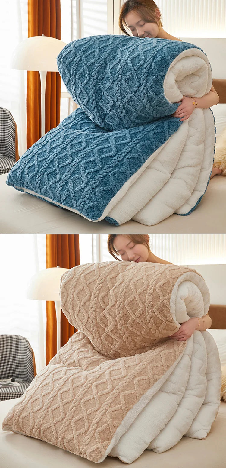 New Super Thick Winter Warm Blanket for Bed Artificial Lamb Cashmere Weighted Blankets Soft Comfortable Warmth Quilt Comforter