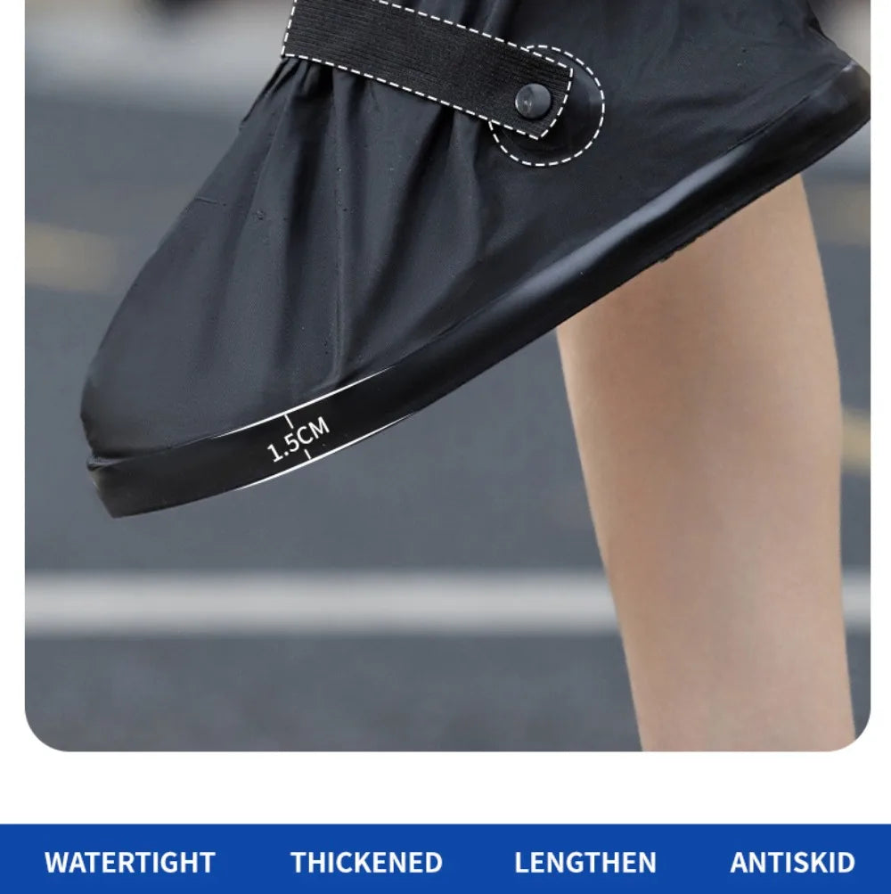 1Pair High Top Waterproof Shoe Covers Black Anti-Slip Reusable for Motorcycle Cycling Bike Men Women Overshoes PVC Protectors