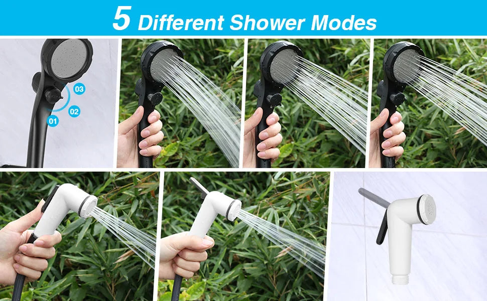 Portable Camping Shower Set Rechargeable Pump 6000mAh Outdoor Shower Kit with 20L Foldable Bag for Travel RV Garden Hiking
