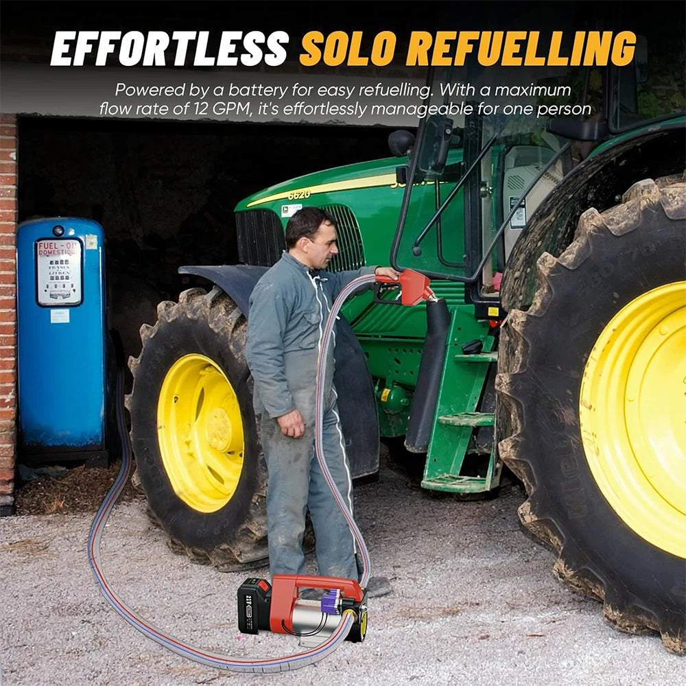 Cordless Diesel Transfer Pump Kit  21V DC Fuel Transfer Pump Battery Powered 12GPM Portable Self-Priming Diesel Pump Kit