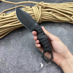 Outdoor Professional Hunting Knife with Sheath Finger-ring Handle Ergonomic Grip for Polar Survival Combat Self-defense Hunting