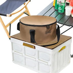 Camping Utensil Bag Portable Pot Organizer Pouch With Zipper Travel Use Cooking Set Storage Pouch Multifunctional Bucket Round