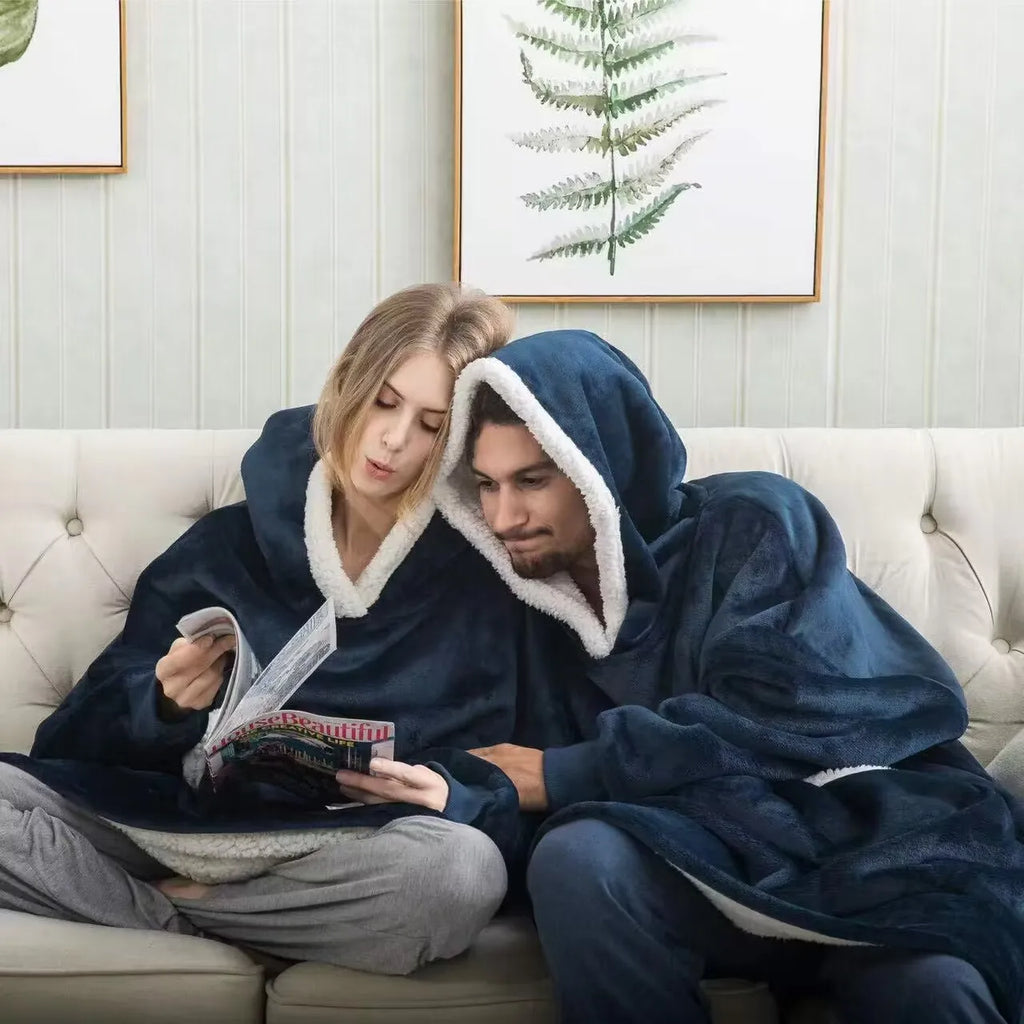 Men's and women's extra long winter hoodies, greedy blankets, pajamas with sleeves, sportswear