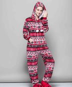 2022 New Christmas Onesies Snowflake Print Jumpsuits Adult Womens Hooded Rompers Warm Thicken Flannel Pyjamas Homewear Pijamas