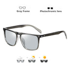 Brand Rivet Square Photochromic Sunglasses Men Polarized Women Driving Sun Glasses Day Night Vision Anti-Glare zonnebril heren