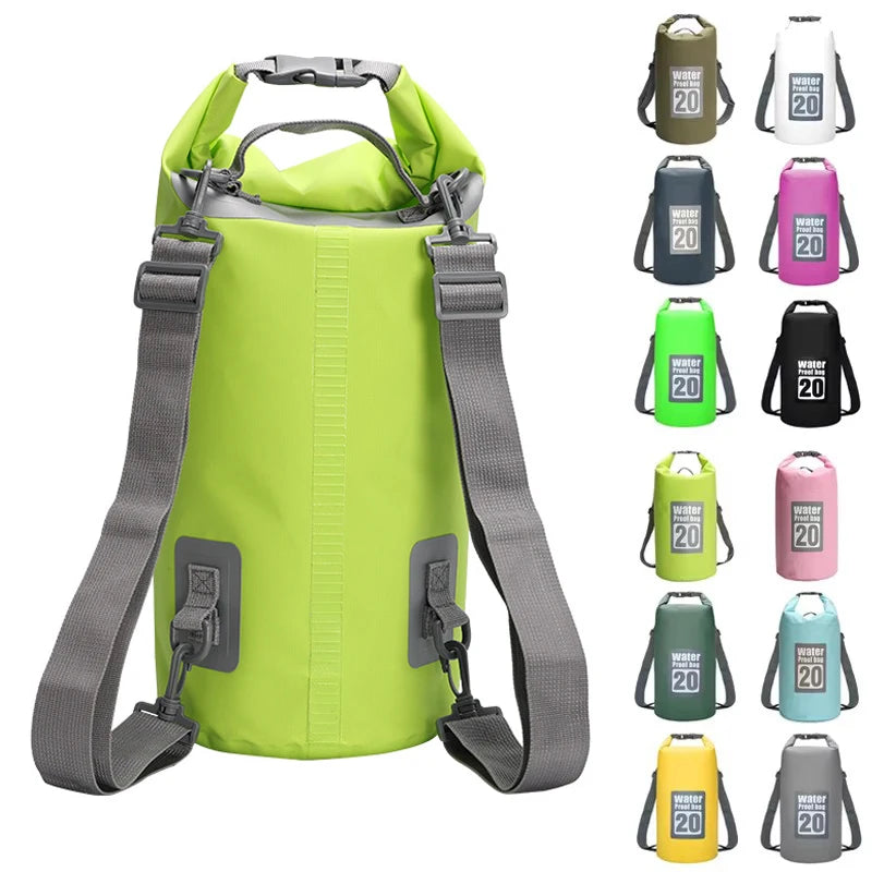 5/10/15/20/30L Waterproof Dry Bags PVC Folating Backpack For Kayaking Boating Swimming Rafting Beach Outdoor Sports Bag