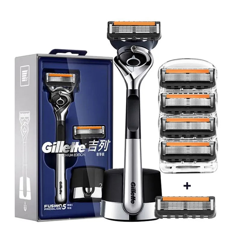 Gillette Fusion 5 ProGlide Razor Premium Edition Flex Ball Tech 5 Layers Ultra Thin Blades Shaving Machine with Mangetic Stand