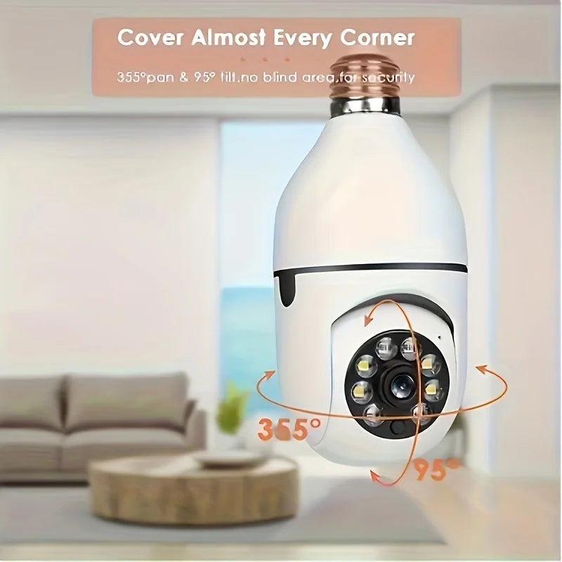 2PC Ease Life APP-Light Bulb Security Cameras Indoor Outdoor Wireless WiFi Camera 2.4GHz, 360 Degree, E27 Light Socket Screw In