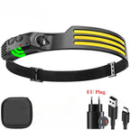 USB Rechargeable COB LED Induction Headlamp with 1200mAh Built-in Battery Head Flashlight Outdoor Camping Fishing Head Lantern [ AWESOME]