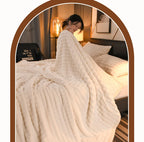 2025 new solid color simple blanket imitation rabbit velvet super soft plush blanket high gram weight sofa blanket winter warmth