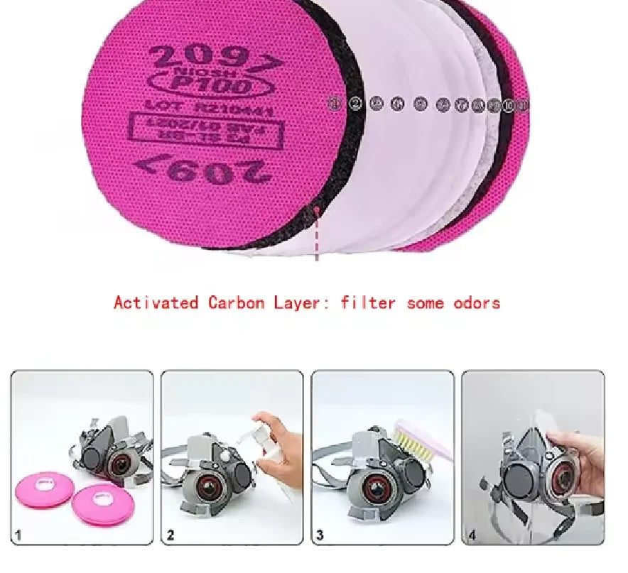 Dustproof 6200 Respirator Gas Mask Half Face with 2097 Filter Goggles Sets for Epoxy Dust Paint Organic Vapor Welding Grinding
