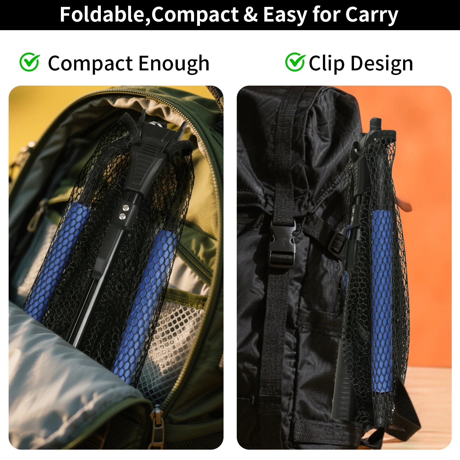 Fishing Landing Net Aluminum Alloy Durable Telescoping Extend to 190cm/130cm/55cm Folding Mesh Safe Fish Catching Releasing