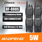 Baofeng 4Pcs BF 888S Walkie Talkie UHF 400 470MHz Long Range Two Way Ham Radios Transceiver for Hunting Hotel