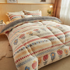 2025 New Tribal Aztec Geometric Comforter Set Queen Size - 3Pcs Fleece Duvet (1 Quilt + 2 Pillowcases) All Season Bedding