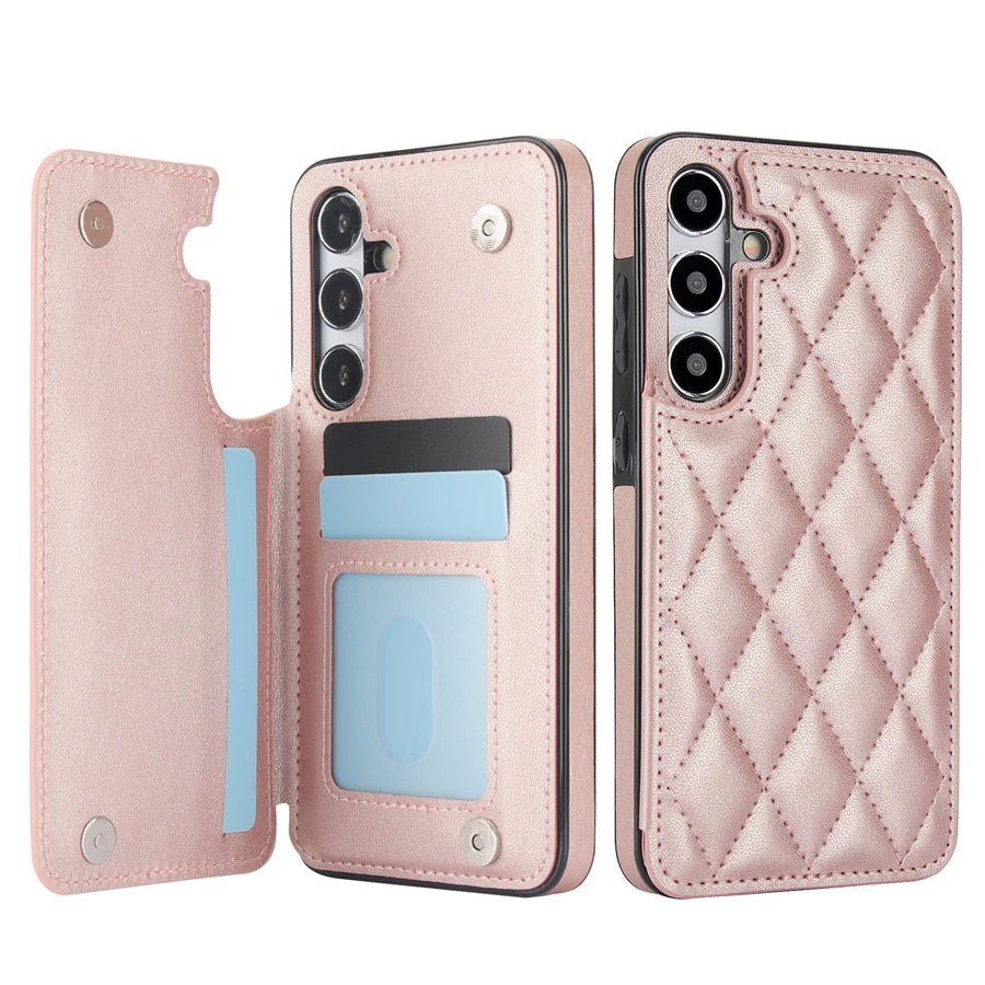 Wallet Small Fragrance Card Insert Leather Case For Samsung Galaxy A71 A56 A55 A54 A53 A52 A51 A36 A35 A26 A17 A16 A15 A14 A13