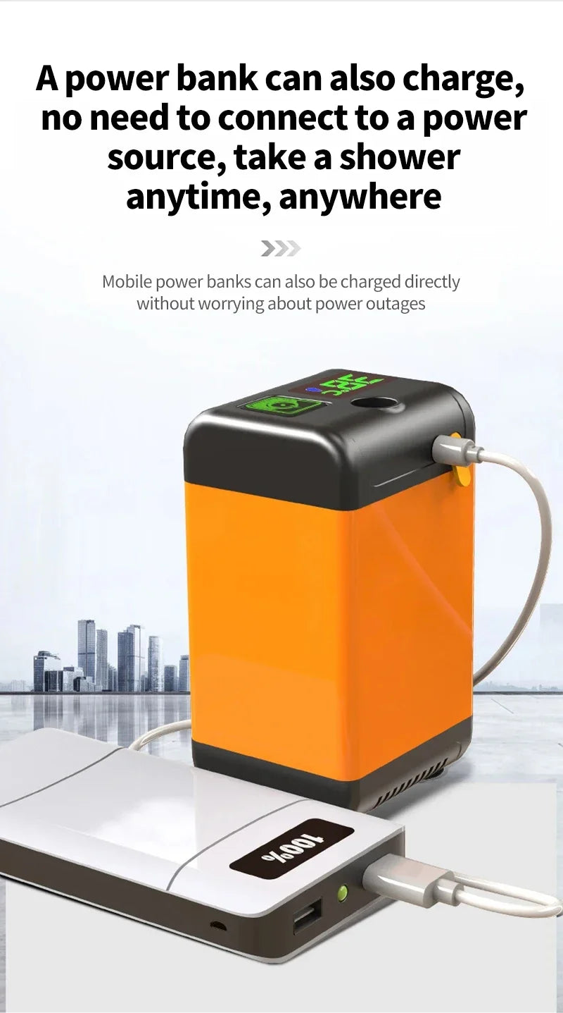 Portable Outdoor Camping Shower with Digital Display Temperature 4800/6000/7800mAh Electric Shower for Garden Car Washing Pet