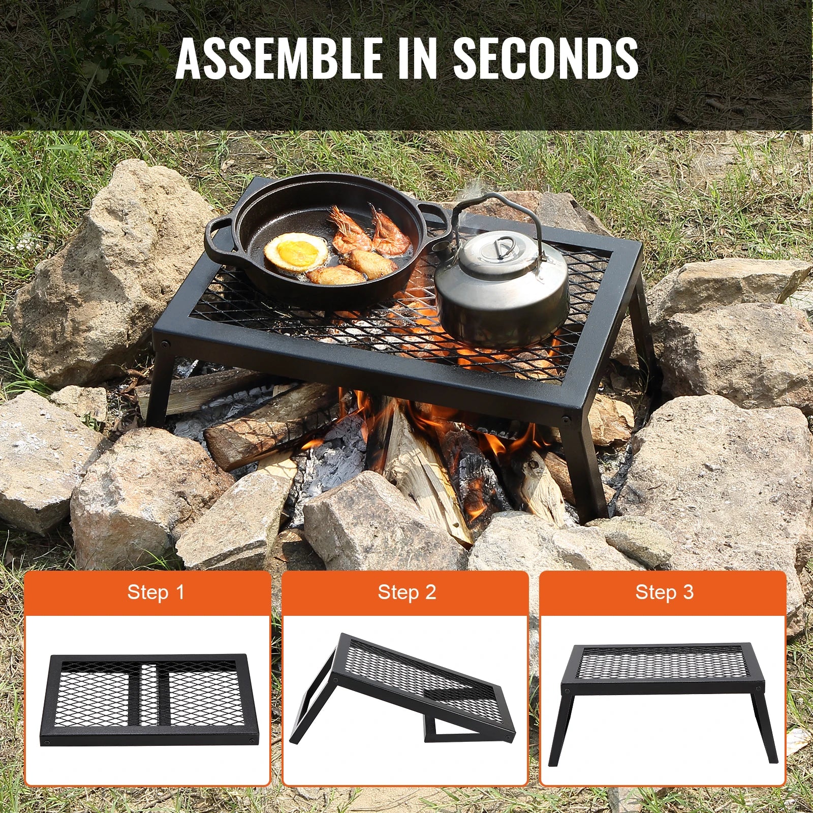 SucceBuy 18/24in Barbecue Charcoal Grill Outdoor Home Appliance for Outdoor Cooking Camping Picnics Beach