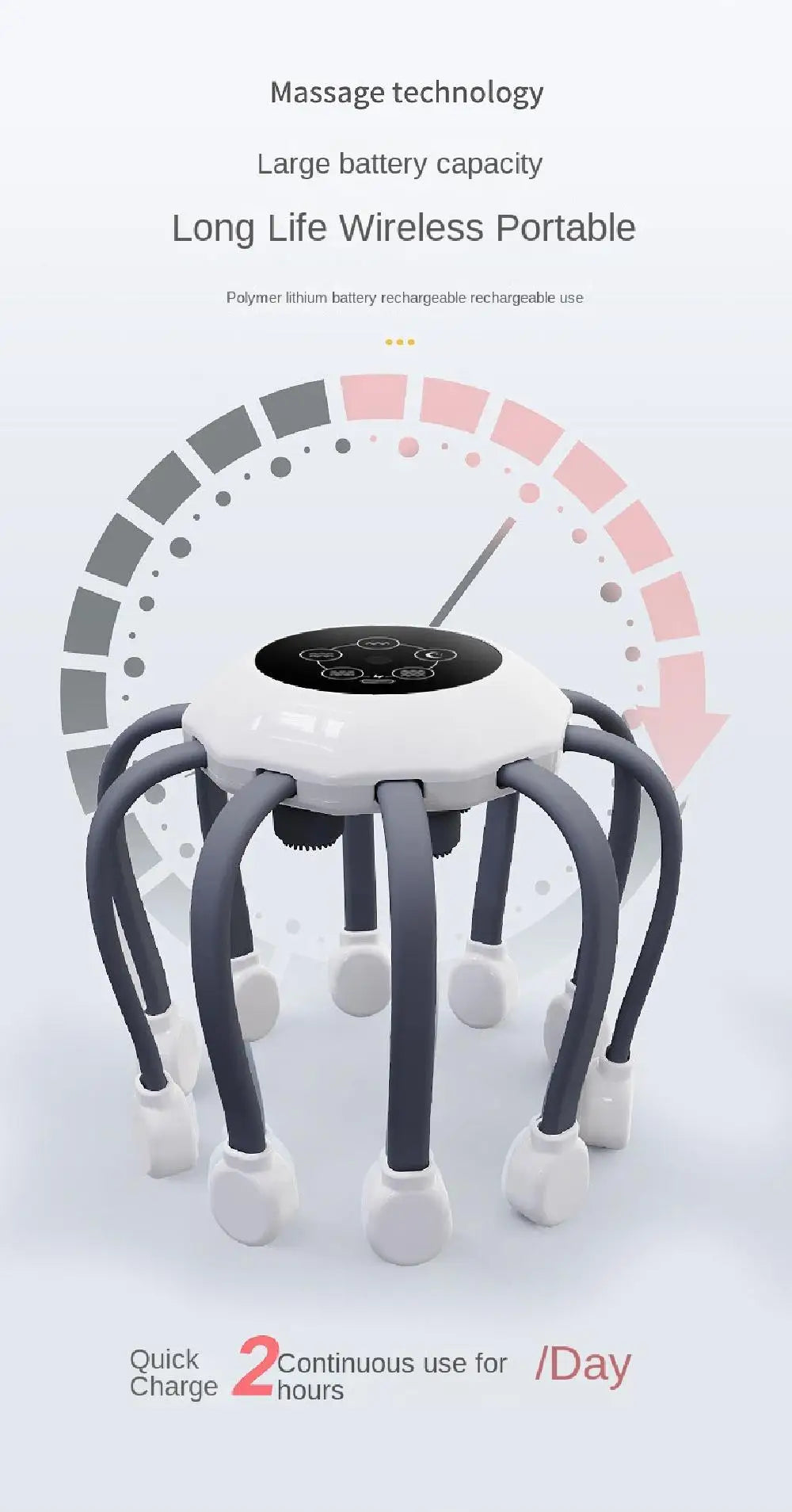 Octopus Claw Eight Claw Massager USB Charging Therapeutic Scratch Pad Electric Head Massager Therapeutic Electric Scalp Massager