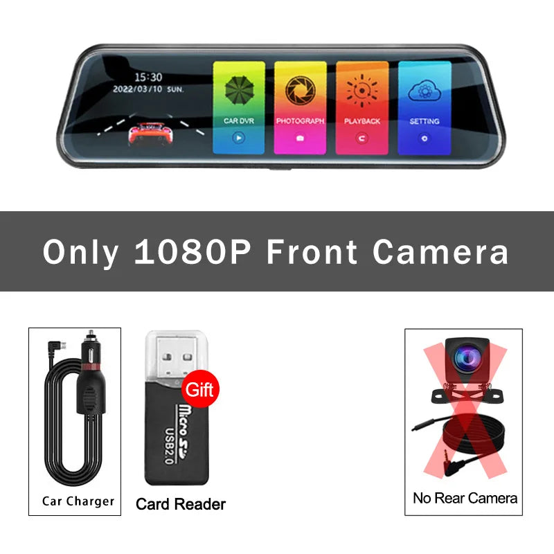 Mirror Camera for Car Touch Screen Video Recorder Rearview mirror Dash Cam Front and Rear Camera Mirror DVR Black Box