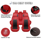 Car seat cover, 5-seater universal, suitable for 90% of 5-seater models，Waterproof leather car interior, (Black/Red)
