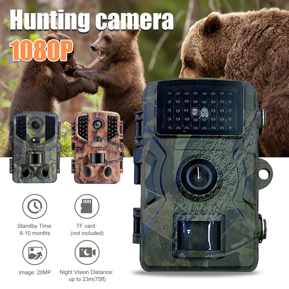 Outdoor Trail Camera 20MP 1080P HD Hunting IP66 Waterproof Infrared Night Vision Motion Activated Surveillance Trap Camera