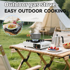 Portable outdoor gas stove, suitable for camping, barbecue cooking and household use. Compact, lightweight and durable gas stove