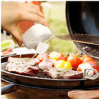 4 in 1 camping seasoning jar with lid transparent spice dispenser 4 compartment outdoor cooking barbecue salt and pepper shaker