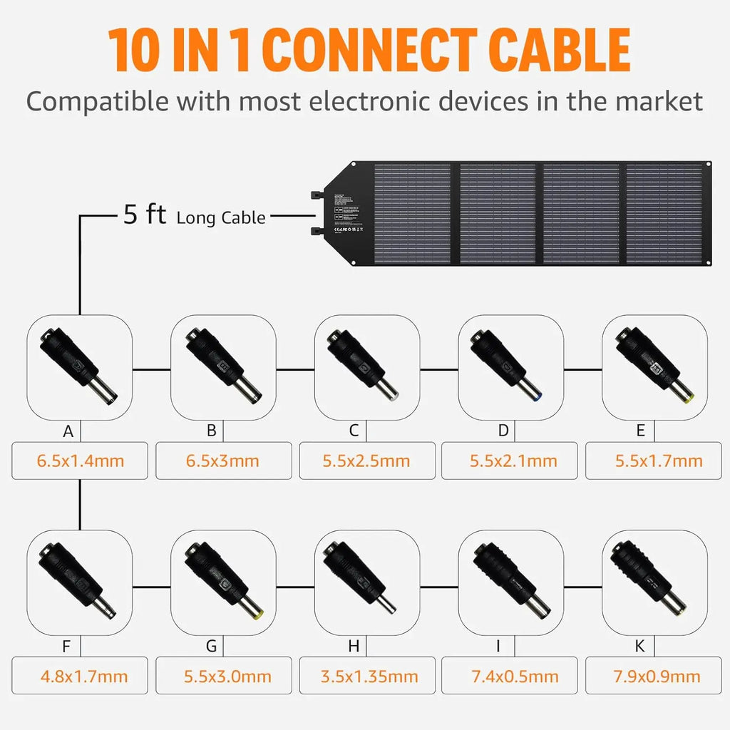SinKeu Foldable Solar Panel 100W/60W/40W Portable Waterproof Solar Charger with USB DC Output for Power Station Solar Generator