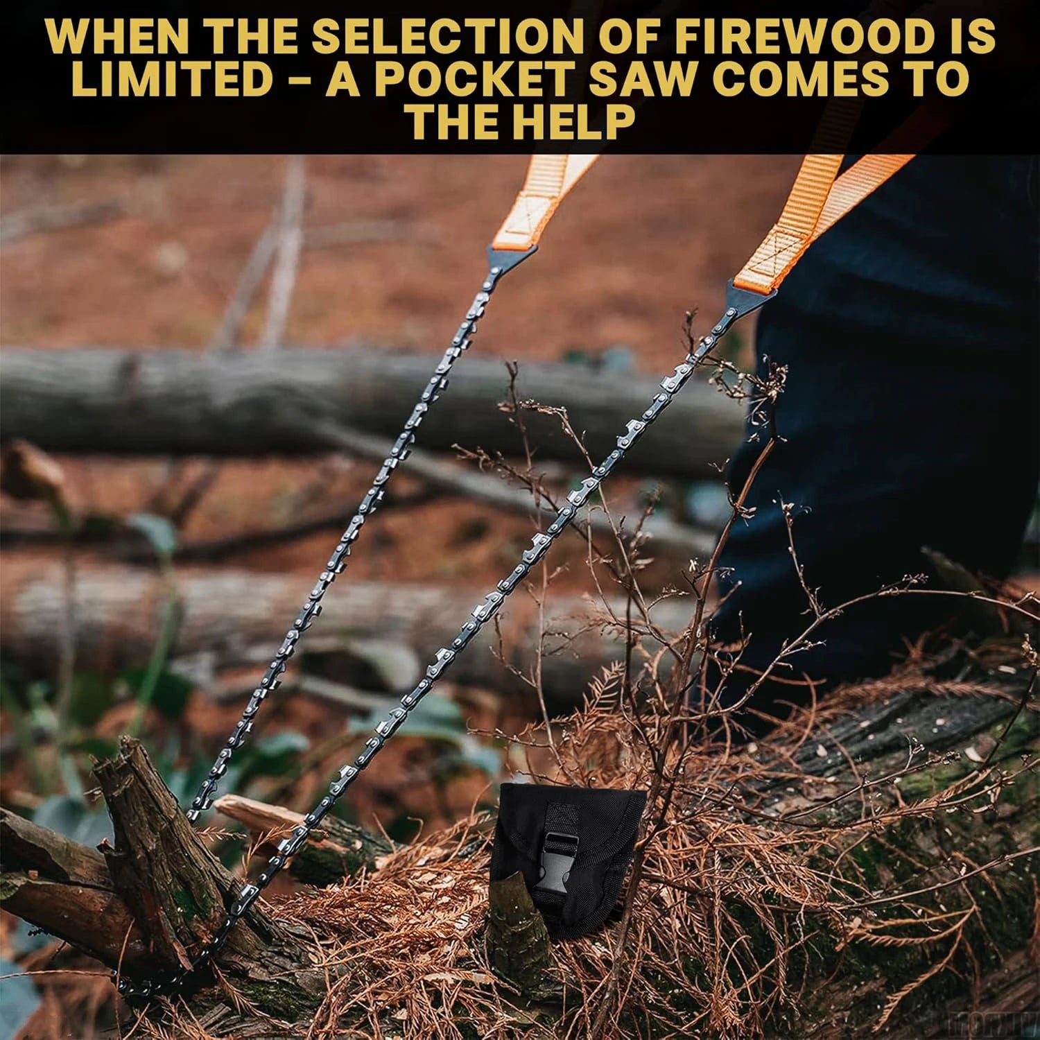 11 teeth Pocket Chainsaw For Camping Manual Chain Saw Survival Wire Saw -Rope Chain Saw For Cutting Tree Limbs