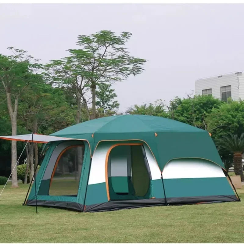 Outdoor Thick Rainproof Camping Tent, Travel 4-12P Double Layer Field, Luxury Large Camping Tent, 2 Bedrooms and 1 Hall 캠핑용품 땡처리