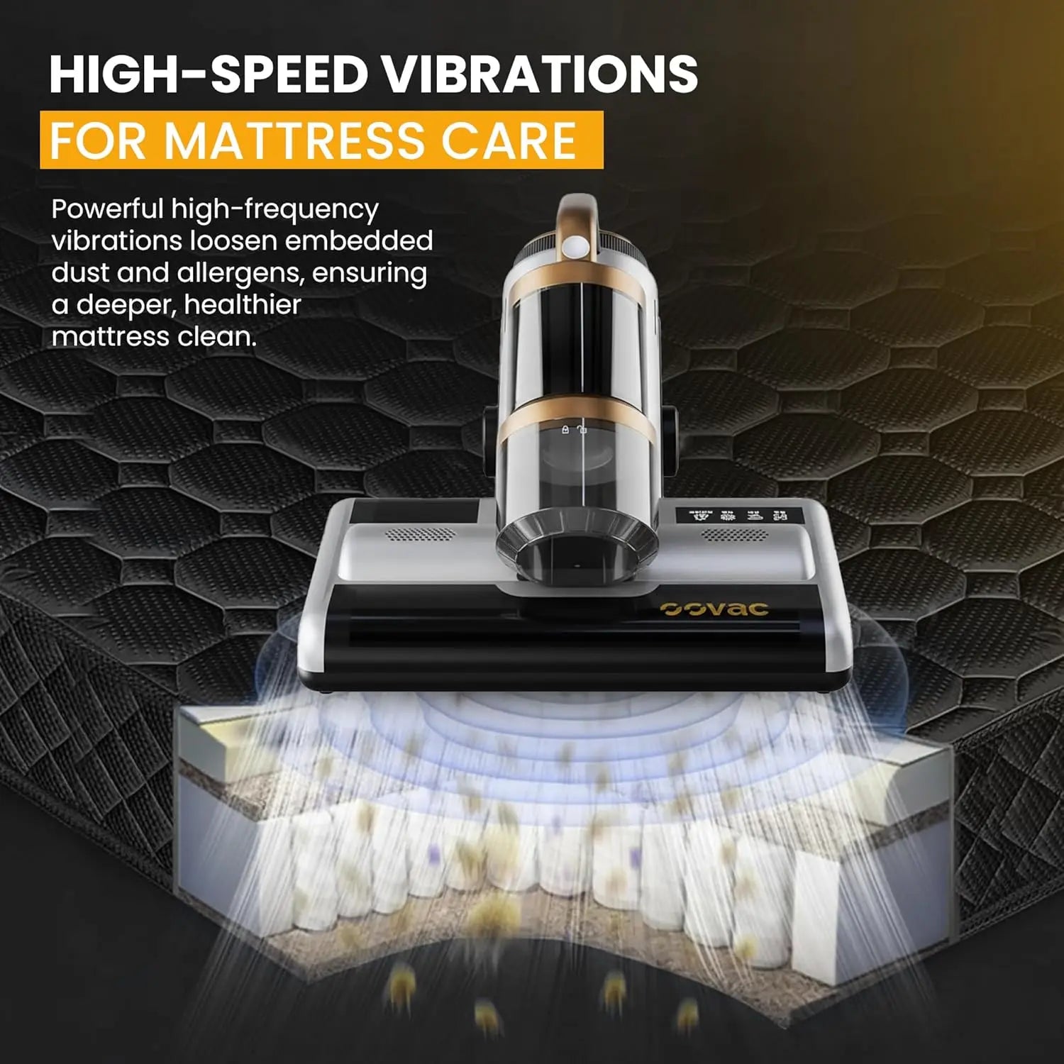 Mattress Vacuum BED CLEANER with UV-C LIGHT, 14kPa Suction, DUAL FILTERS & Dual Rollers, Furniture Handheld Vacuum