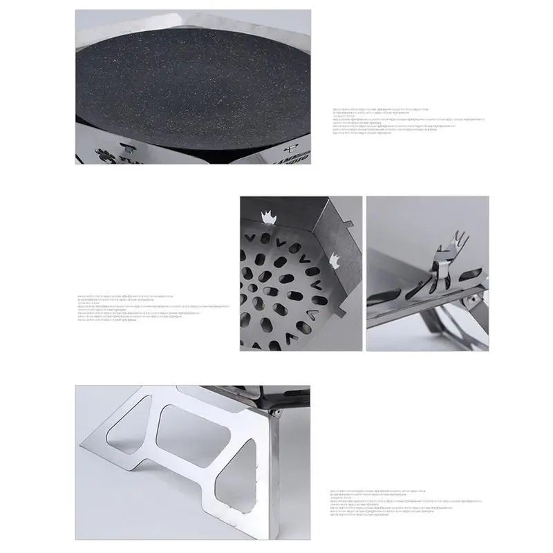 Portable Fire Pit Grill Heavy Duty Firepit Barbecue Grill Campfire Wood Stove Hexagonal BBQ Grill With Handles BBQ Tool Kits