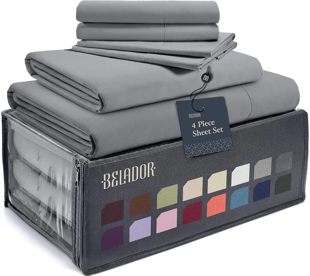 Luxury 6 Piece Bed Sheets for Queen Size Bed, with Elastic, Breathable Hotel Sheets & Pillowcase Set, Wrinkle Free