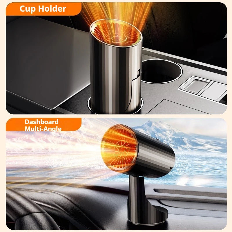 Eary 12V 24V 360°Rotate Car Heater 150W Windshield Defogger Defroster for Winter 2 in 1 Fast Heating & Cooling Fan for Car Sedan