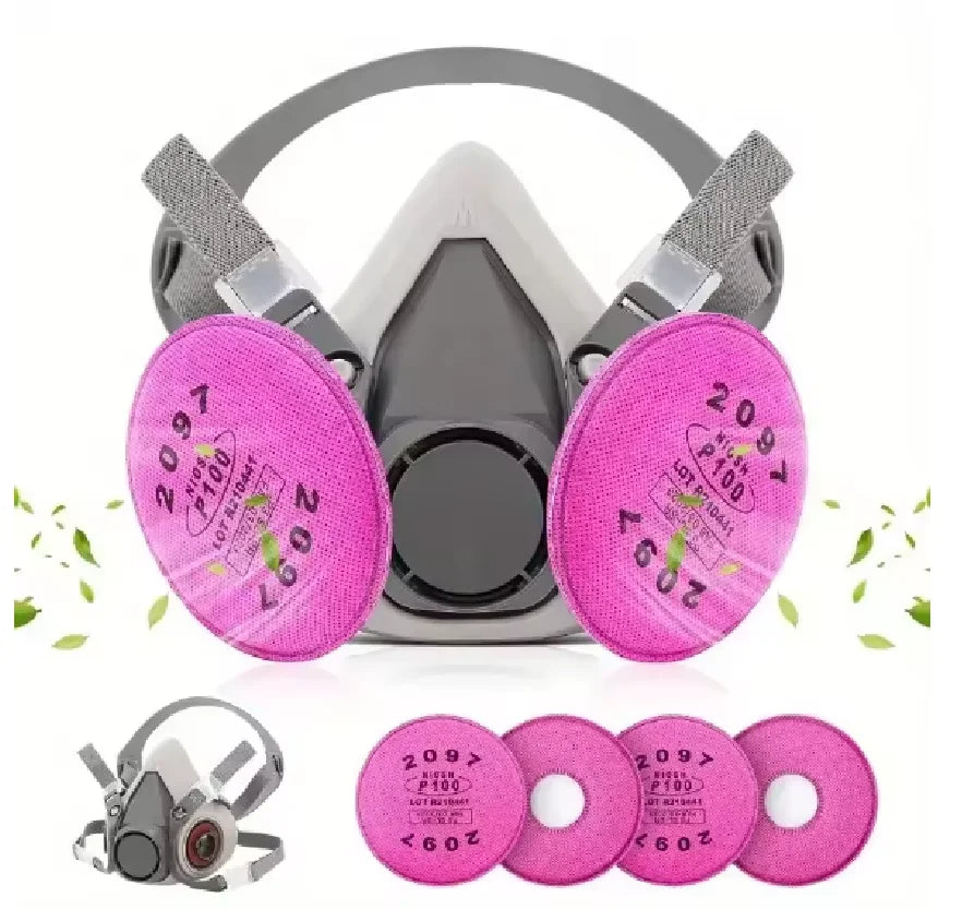 Dustproof 6200 Respirator Gas Mask Half Face with 2097 Filter Goggles Sets for Epoxy Dust Paint Organic Vapor Welding Grinding