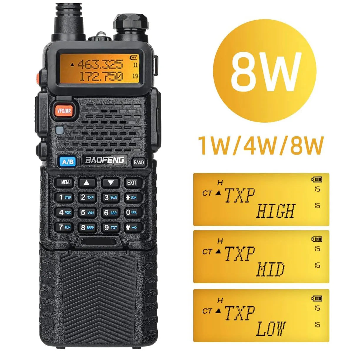 Baofeng UV-5R 8W Walkie Talkie High Power Long Range Two Way Radio Portable Communication Ham Radio For Camping